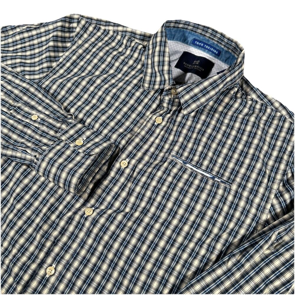 Scotch & Soda Tokyo Toujours Men’s M Long Sleeve Plaid Button Down Shirt EUC